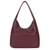 Faux Leather Tote Bag Women Shoulder Bag College Tote Leather Hobo Handbag Work Tote Bag Purse, Red, One Size